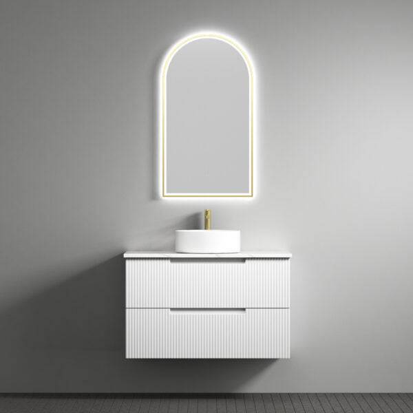 Aulic Verona 900mm Wall Hung Vanity Laminated Matte White (Cato Flat Stone Top) - Sydney Home Centre