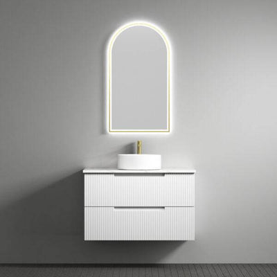 Aulic Verona 900mm Wall Hung Vanity Laminated Matte White (Snow Stone Top With Undermount Basin) - Sydney Home Centre