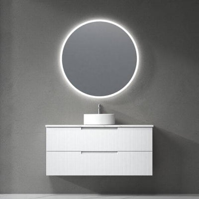 Aulic Verona Mark II 1200mm Wall Hung Vanity Laminated Matte White (Palis Flat Quartz Stone Top) - Sydney Home Centre