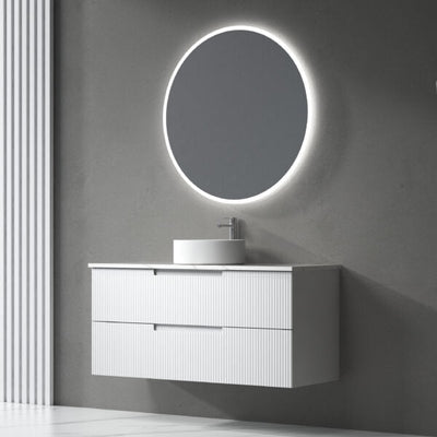 Aulic Verona Mark II 1200mm Wall Hung Vanity Laminated Matte White (Pure Flat Stone Top) - Sydney Home Centre