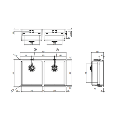 Barazza R15 Double Bowl 1X842I Stainless Steel - Sydney Home Centre