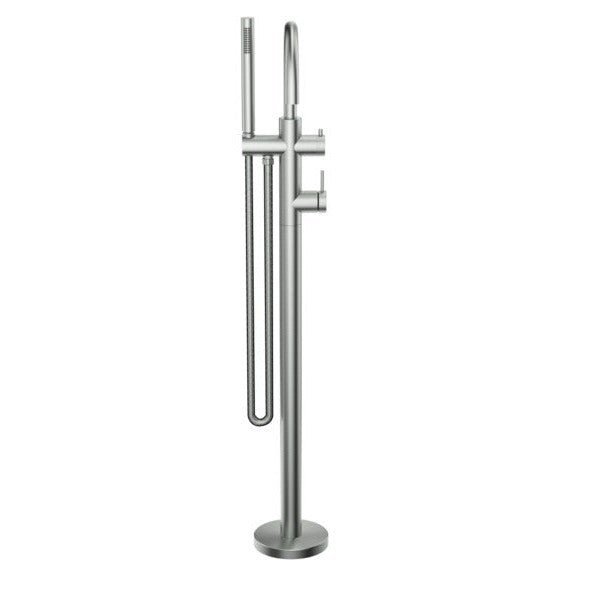 Bella Vista Freestanding Bath Mixer with Hand Shower Brushed Nickel - Sydney Home Centre