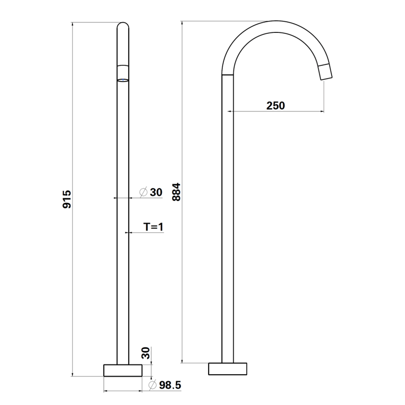 Bella Vista Freestanding Bath Spout Brushed Nickel - Sydney Home Centre