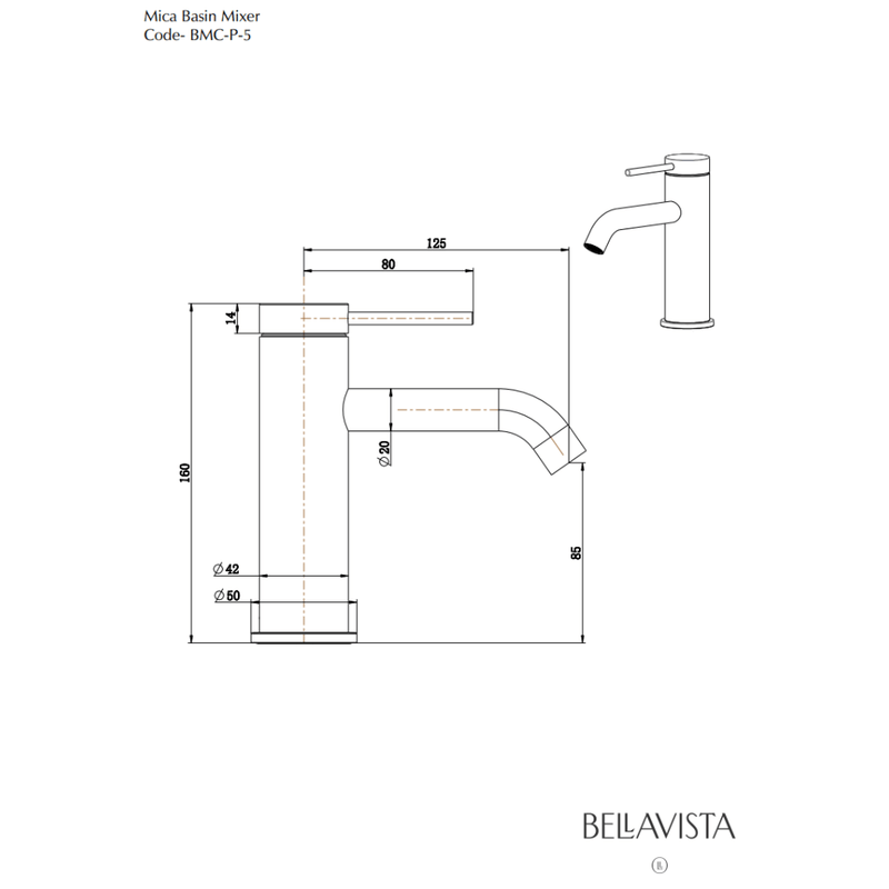 Bella Vista Mica Basin Mixer Black - Sydney Home Centre