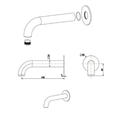 Bella Vista Mica Bath Spouts 160mm Brushed Nickel - Sydney Home Centre