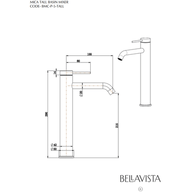 Bella Vista Mica Tall Basin Mixer Black - Sydney Home Centre