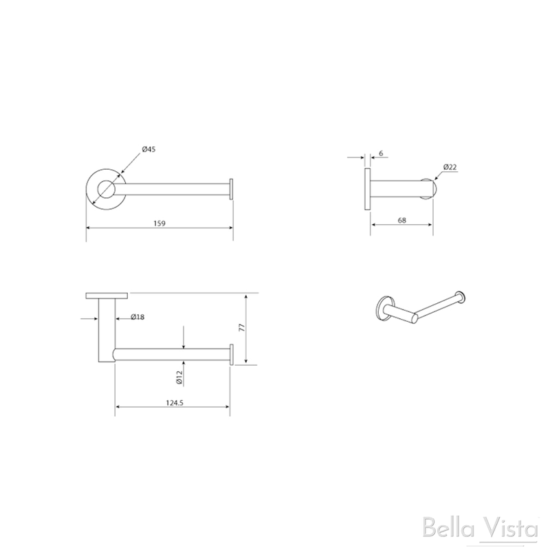 Bella Vista Mica Toilet Paper Holder Brushed Nickel - Sydney Home Centre