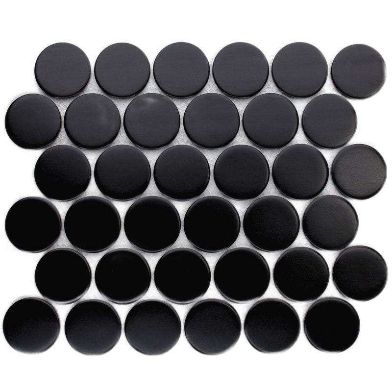 Black Matte Porcelain Glazed 48MM Penny Round - Sydney Home Centre