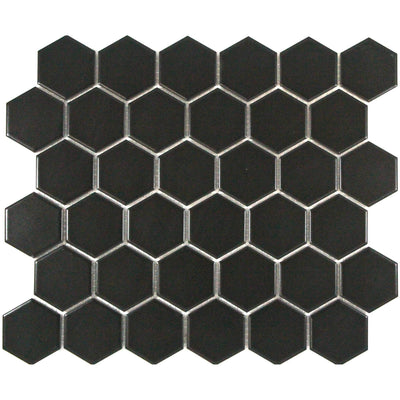 Black Matte Porcelain Glazed 51x59mm Hexagon - Sydney Home Centre