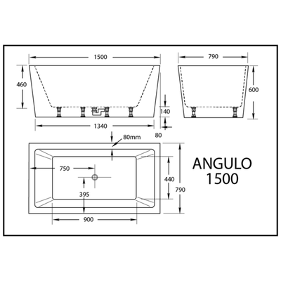 Broadway Bathroom Angulo 1500mm Spa With Electronic Hot Pump 12 Jets White - Sydney Home Centre