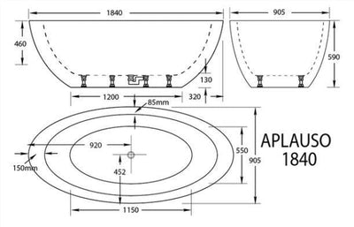 Broadway Bathroom Aplauso 1840mm Spa With Hot Pump 12 Jets Black - Sydney Home Centre