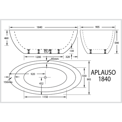 Broadway Bathroom Aplauso 1840mm Spa With Spa Key Remote 12 Jets - Sydney Home Centre