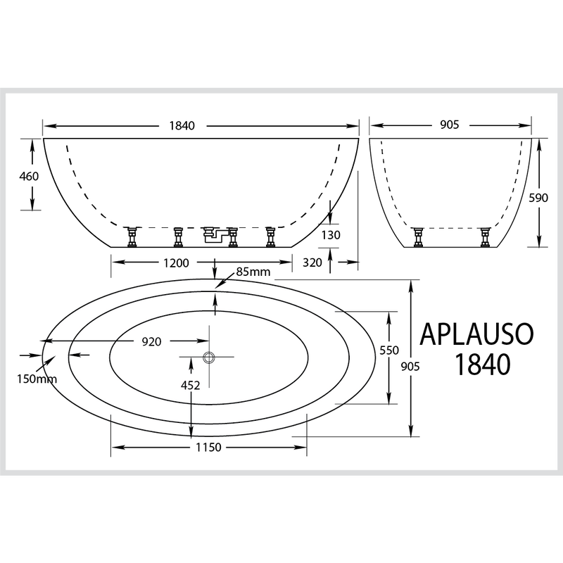 Broadway Bathroom Aplauso 1840mm Spa With Spa Key Remote 12 Jets - Sydney Home Centre