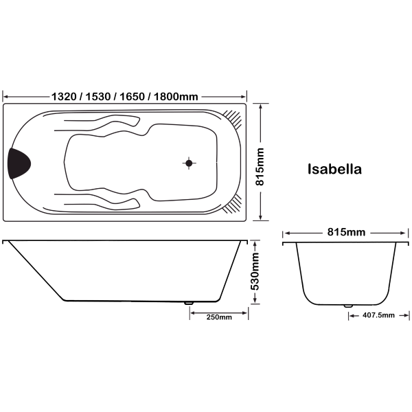 Broadway Bathroom Isabella 1800mm Spa With Electronic Touch Pad 12 Jets White - Sydney Home Centre