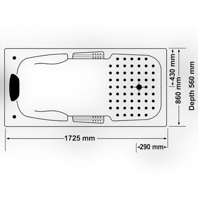 Broadway Bathroom Marchena 1725mm Spa With Electronic Touch Pad 12 Jets White - Sydney Home Centre