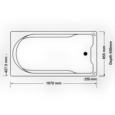 Broadway Bathroom Montillo 1670mm Bath White - Sydney Home Centre