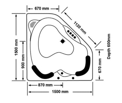 Broadway Bathroom Sapphira 1500mm Spa With Electronic Touch Pad 18 Jets Bath - Sydney Home Centre