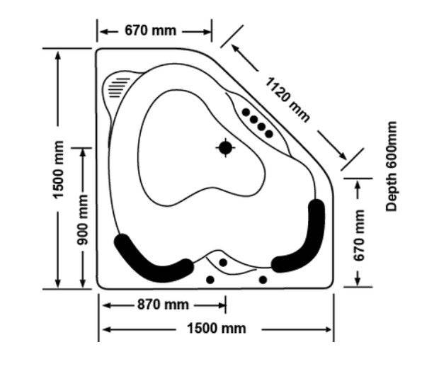 Broadway Bathroom Sapphira 1500mm Spa With Electronic Touch Pad 18 Jets Bath - Sydney Home Centre