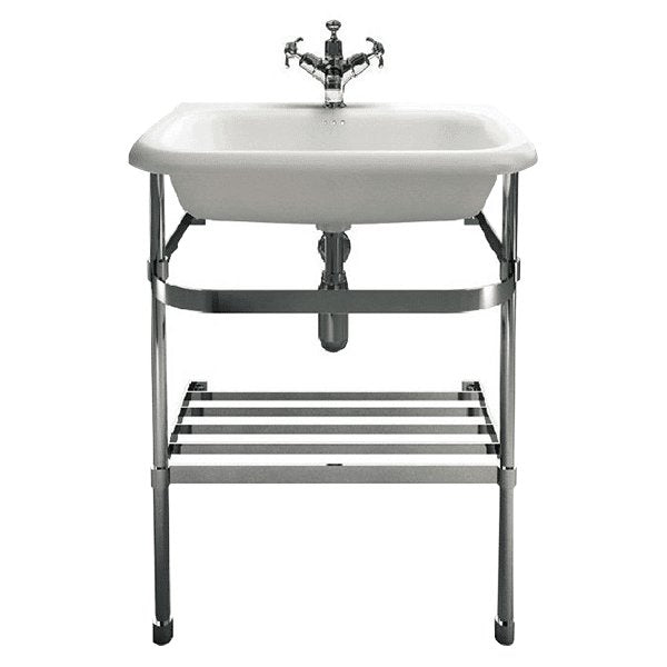Burlington Classic Basin With Stainless Wall Stand White - Sydney Home Centre