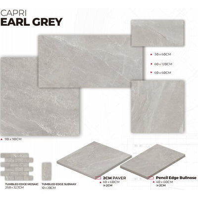 Capri Earl Grey 100x200 Subway SurfaceTec® Tumbled Edge - Sydney Home Centre