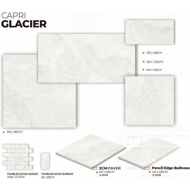 Capri Glacier 299X305 Mosaic SurfaceTec® Tumbled Edge - Sydney Home Centre