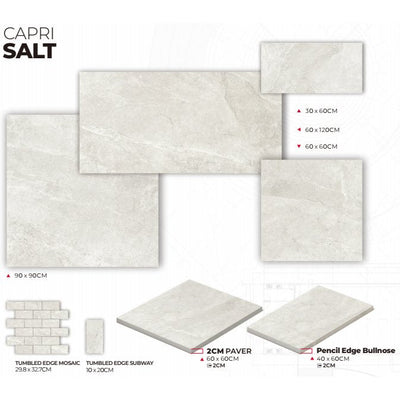 Capri Salt 100x200 Subway SurfaceTec® Tumbled Edge - Sydney Home Centre