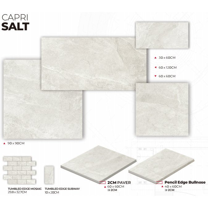 Capri Salt 100x200 Subway SurfaceTec® Tumbled Edge - Sydney Home Centre