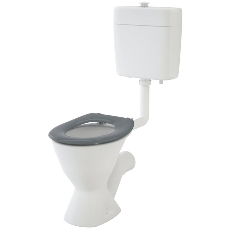 Caroma Care 100 V2 Connector S Trap Toilet Suite With Caravelle Care Single Flap Seat Anthracite Grey - Sydney Home Centre