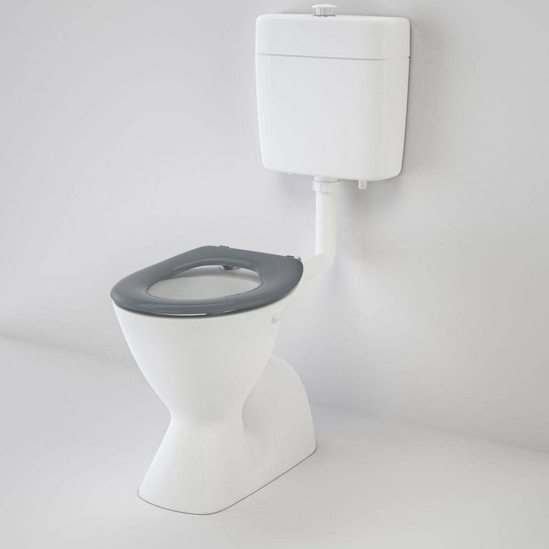 Caroma Cosmo Care V2 Connector S Trap Toilet Suite With Carevelle Care Single Flap Seat Anthracite Grey - Sydney Home Centre