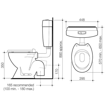 Caroma Junior 100 Connector S Trap Toilet Suite White - Sydney Home Centre