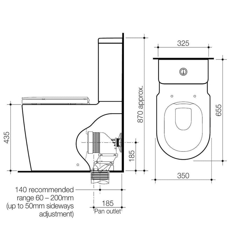 Caroma Liano Cleanflush® Easy Height Wall Faced Toilet Suite With Liano Double Flap Seat Anthracite Grey - Sydney Home Centre