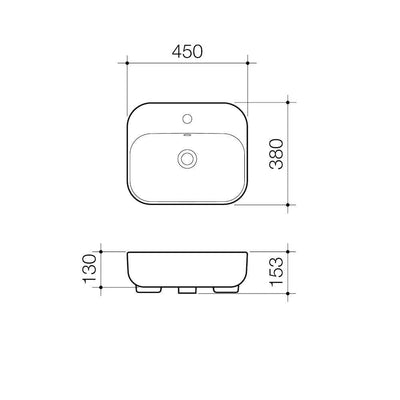 Caroma Luna Semi - Recessed Basin 1 Tap Hole White - Sydney Home Centre