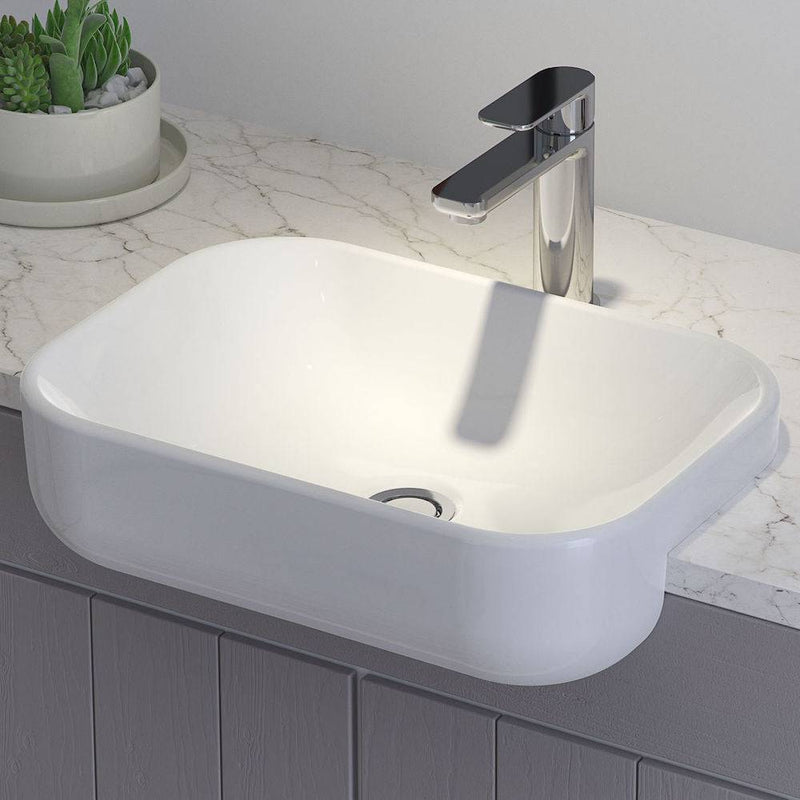 Caroma Luna Semi-Recessed Basin (Without Tap Landing) White - Sydney Home Centre