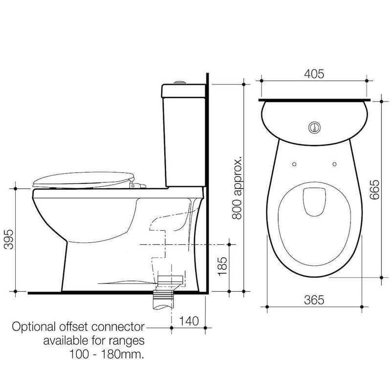 Caroma Profile II Close Coupled Toilet Suite P Trap Soft Close Seat White - Sydney Home Centre