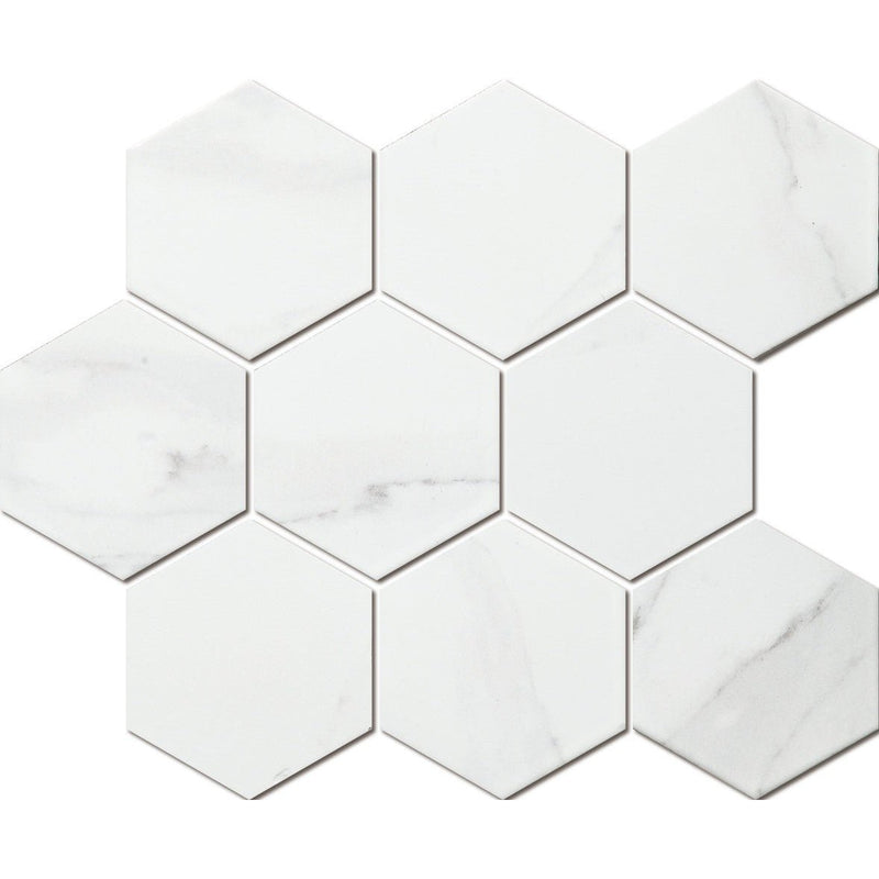 Carrara Matte Porcelain Glazed 95x110mm Hexagon - Sydney Home Centre