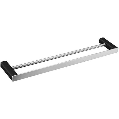 Cee Jay Exclusive 750mm Double Towel Rail Chrome & Matte Black - Sydney Home Centre