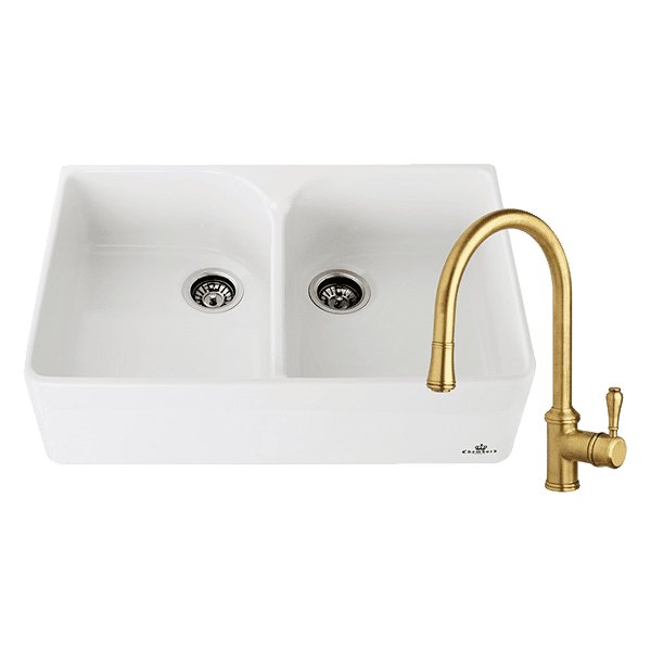Chambord Clotaire Double Bowl Sink & 400674 Kitchen Mixer Bronze - Sydney Home Centre
