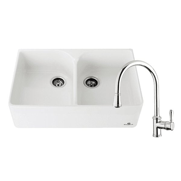 Chambord Clotaire Double Bowl Sink & 400674 Kitchen Mixer Chrome - Sydney Home Centre