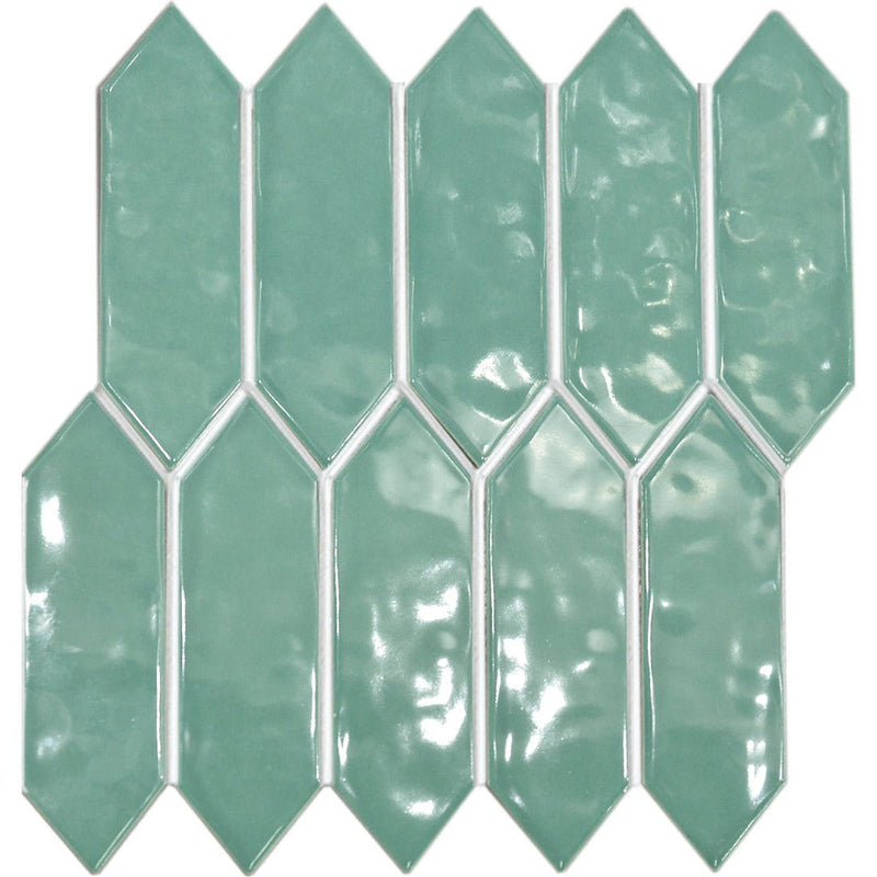 Dark Green Gloss Porcelain Glazed Ripple Surface Arrow - Sydney Home Centre