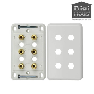 Digihaus Home Theatre 3 Speaker Wall Plate White - Sydney Home Centre