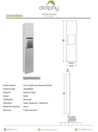 Dolphy 2-in-1 Washroom Recessed Panel Silver - Sydney Home Centre