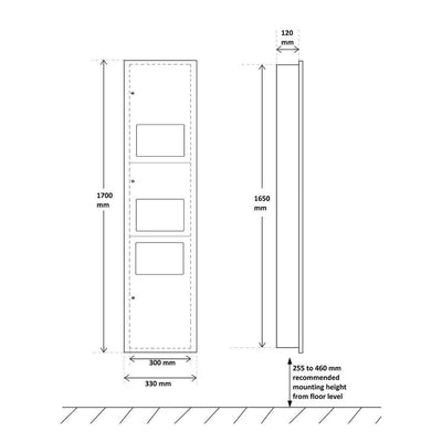 Dolphy 3-in-1 Washroom Recessed Panel Silver - Sydney Home Centre