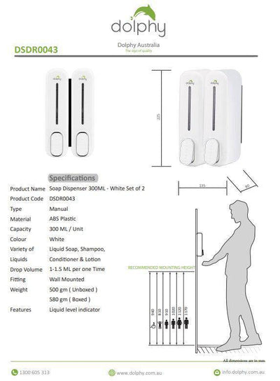 Dolphy 300ml Soap Dispenser White (Set Of 2) - Sydney Home Centre