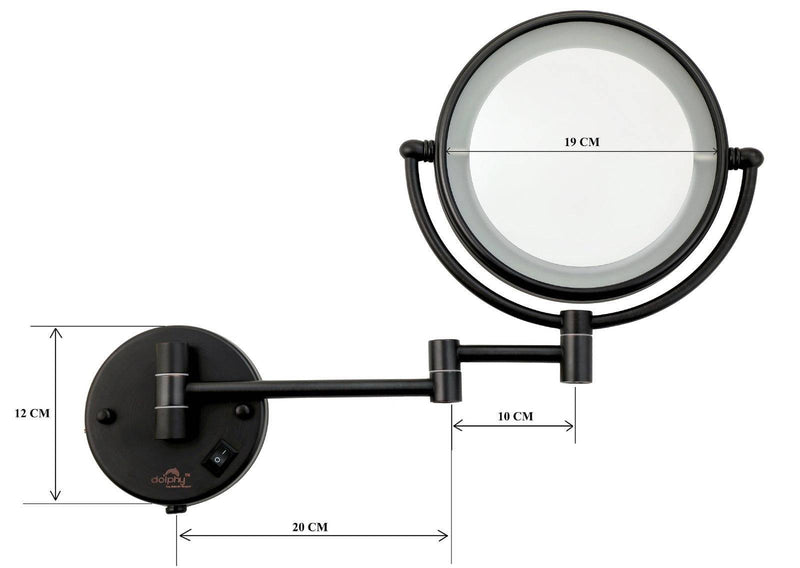 Dolphy 5X LED Magnifying Mirror Wall Mount Black - Sydney Home Centre