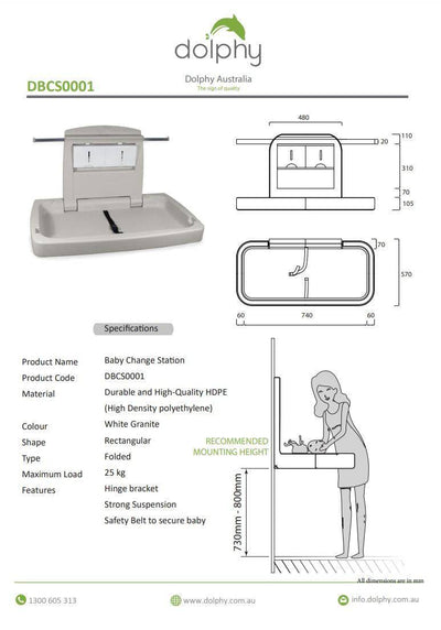 Dolphy Baby Change Station Plastic Grey - Sydney Home Centre