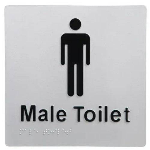 Dolphy Male Toilet Braille Sign Silver & Black - Sydney Home Centre