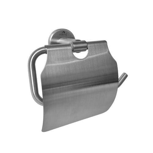 Dolphy Stainless Steel Toilet Roll Holder With Cover Brushed Silver - Sydney Home Centre
