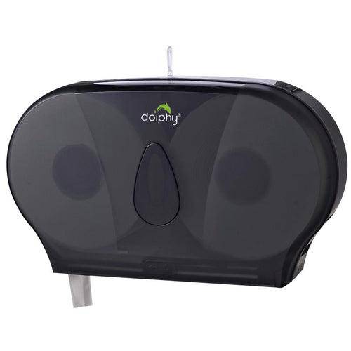 Dolphy Twin Jumbo Toilet Roll Dispenser Transparent Black - Sydney Home Centre