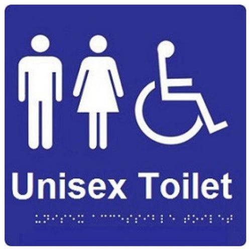 Dolphy Unisex Accessible Toilet Braille Sign Blue & White - Sydney Home Centre