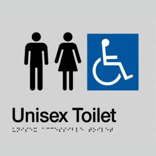 Dolphy Unisex Accessible Toilet Braille Sign Silver & Black - Sydney Home Centre